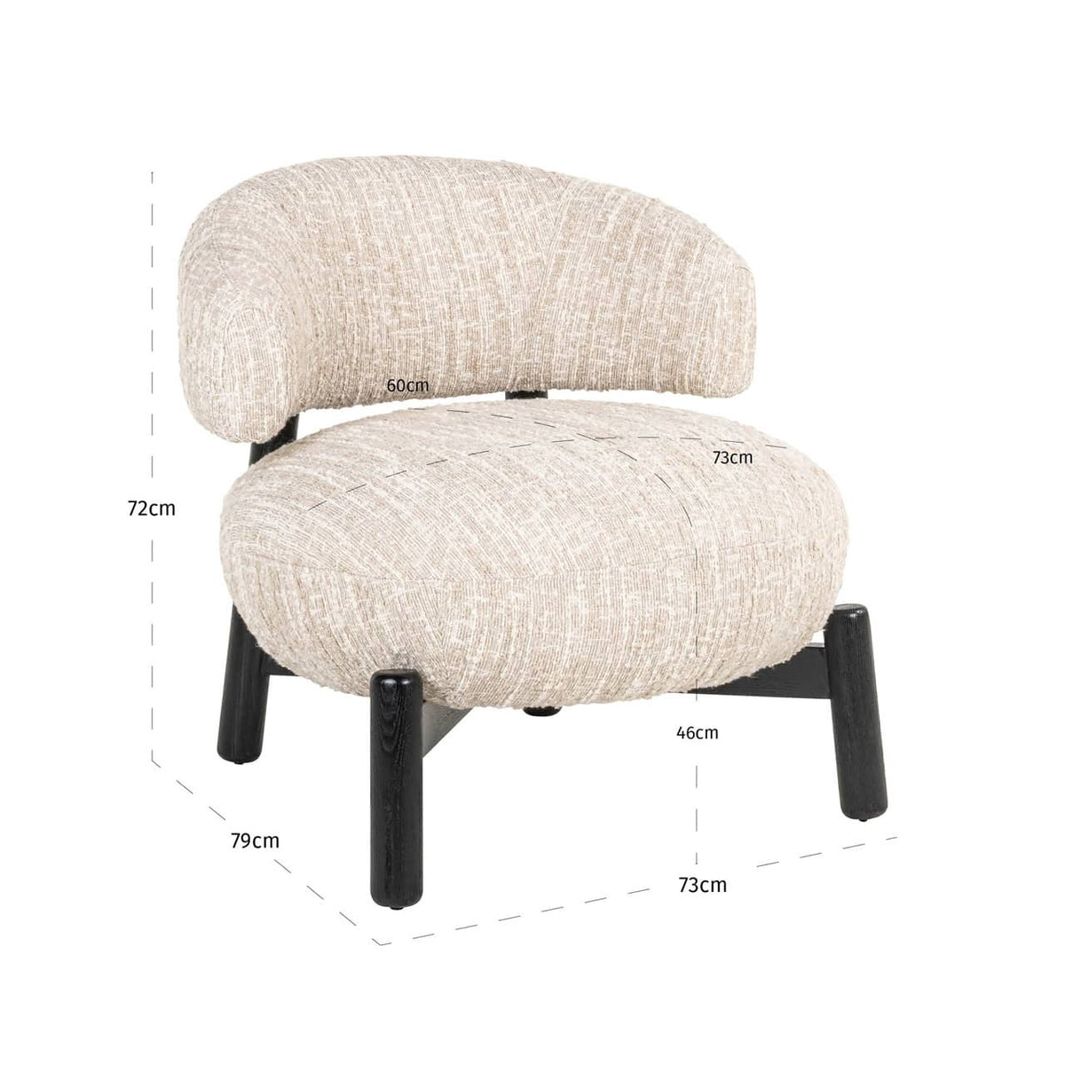 Fauteuil en tissu beige angora et bois