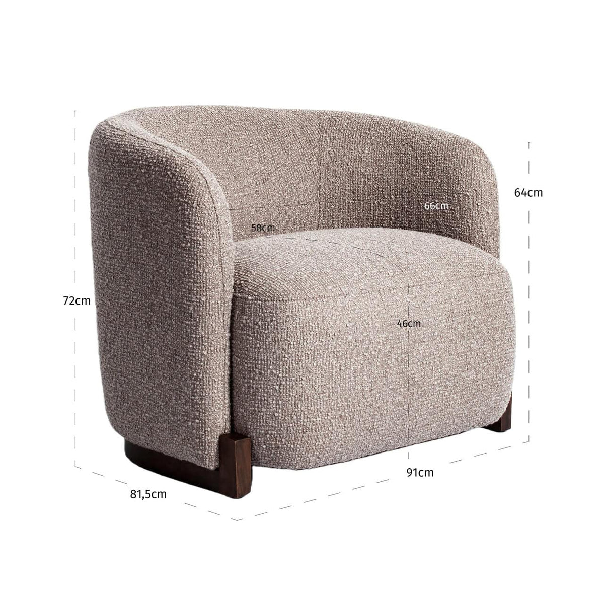 Fauteuil en tissu mocca chunky et bois
