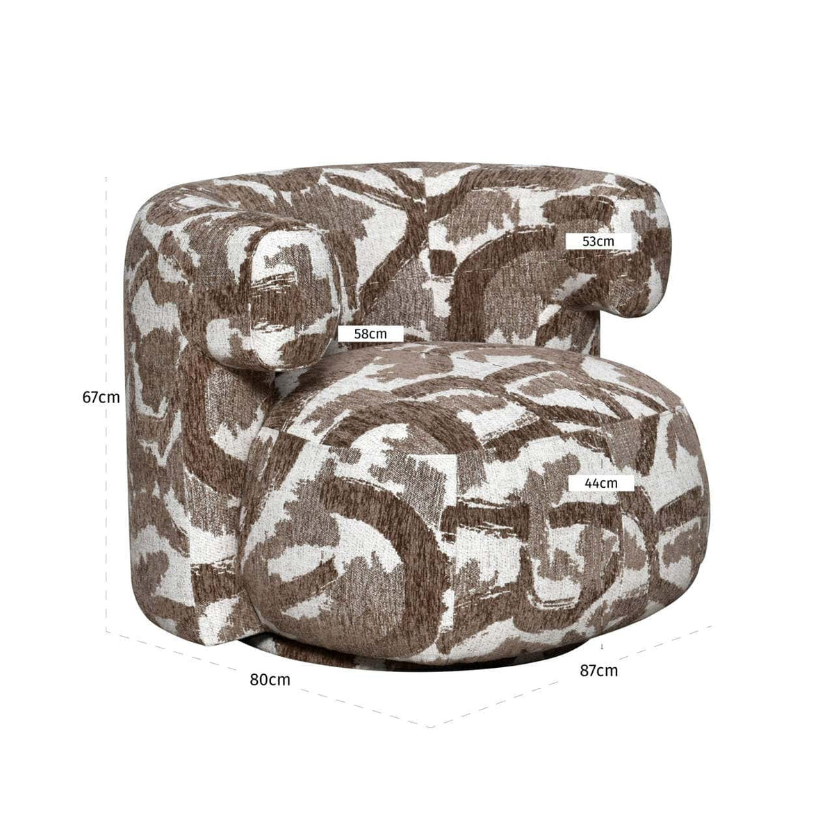 Fauteuil pivotant en tissu brown nature et bois