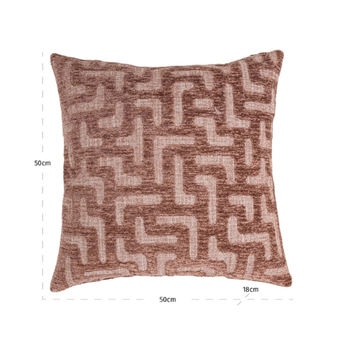 Coussin motif labyrinthe blush