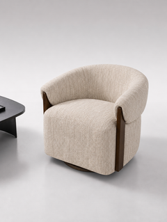 Fauteuil pivotant en tissu natural softweave et bois