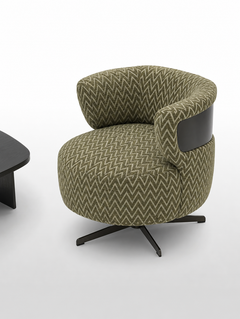 Fauteuil pivotant en tissu moss chevron et métal