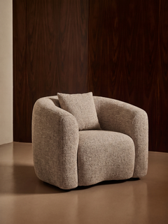 Fauteuil en tissu sand tweed et bois
