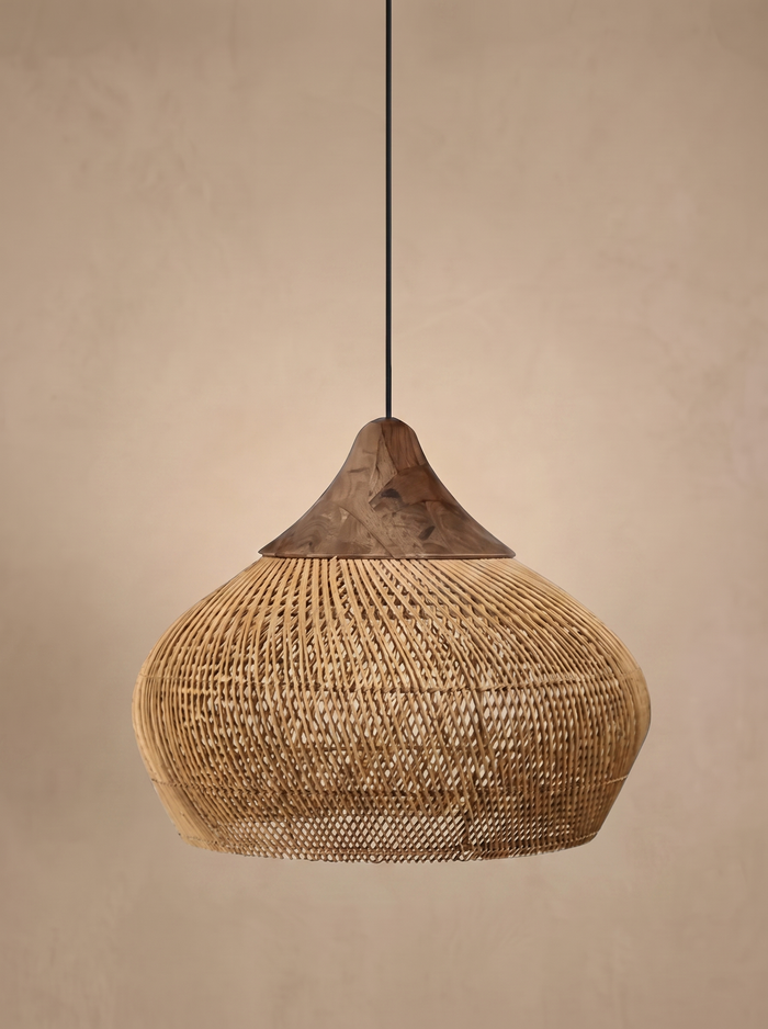 Suspension rotin et bois