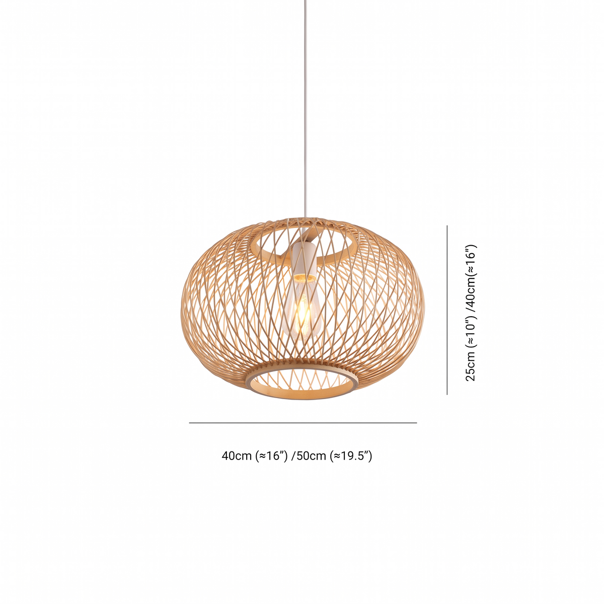 Suspension diffusante en rotin et acrylique