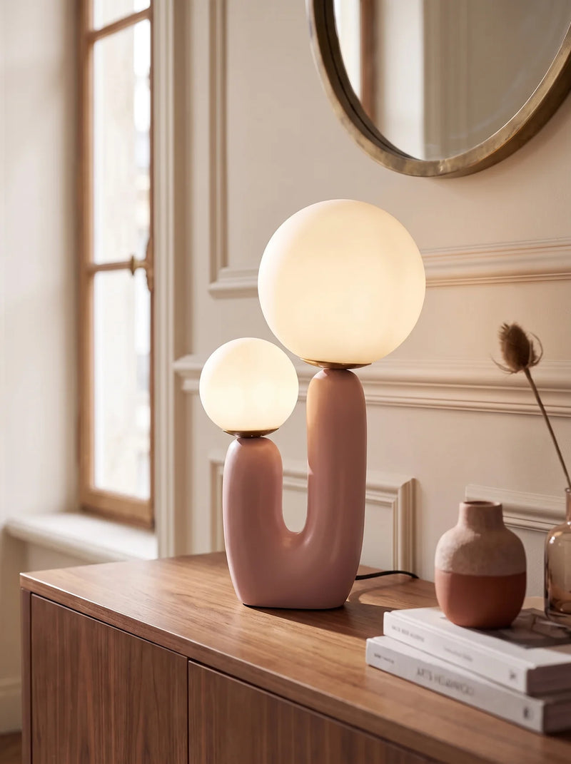Lampe de table en céramique et laiton