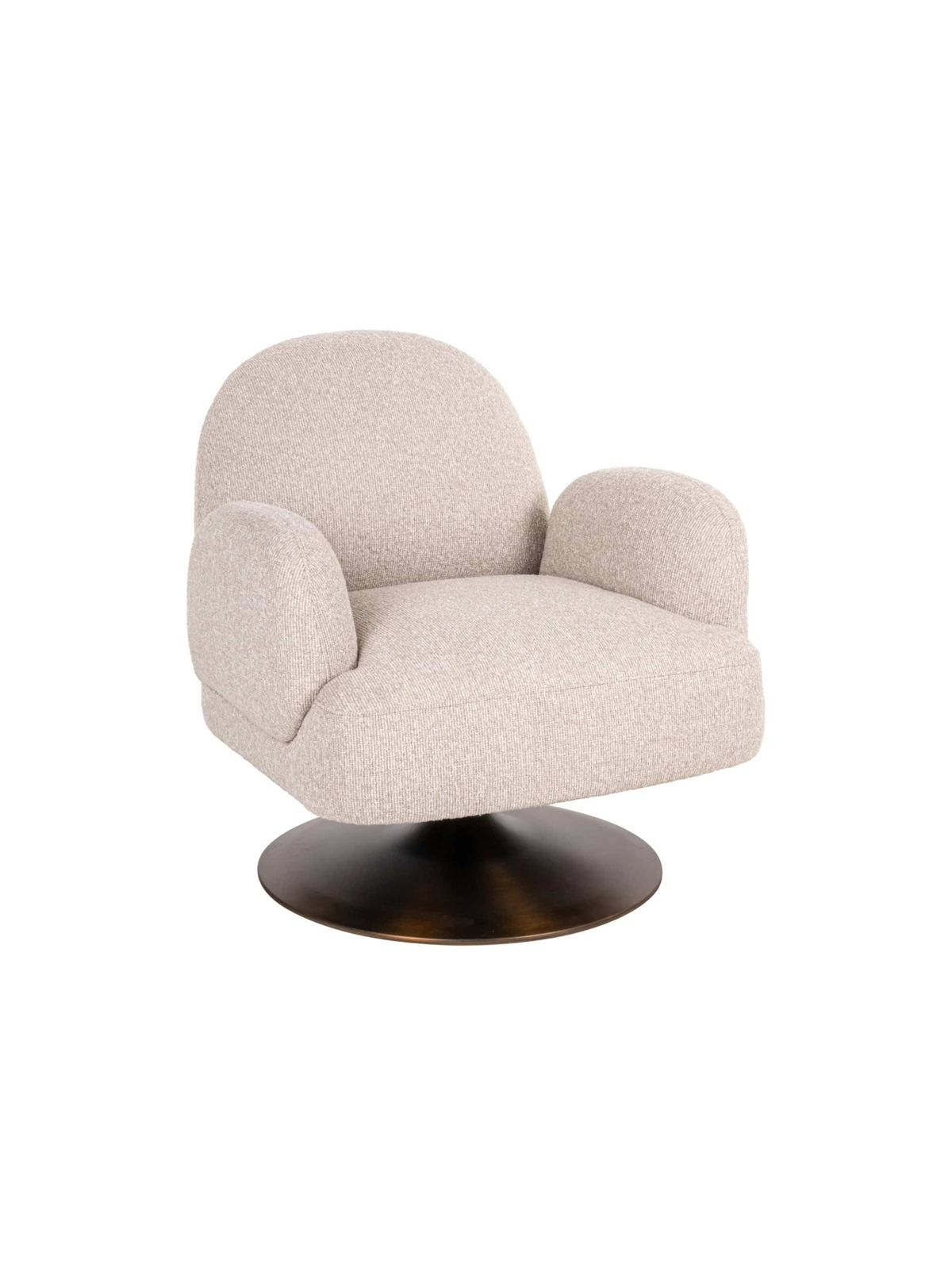 Fauteuil pivotant en tissu biscotti et bois