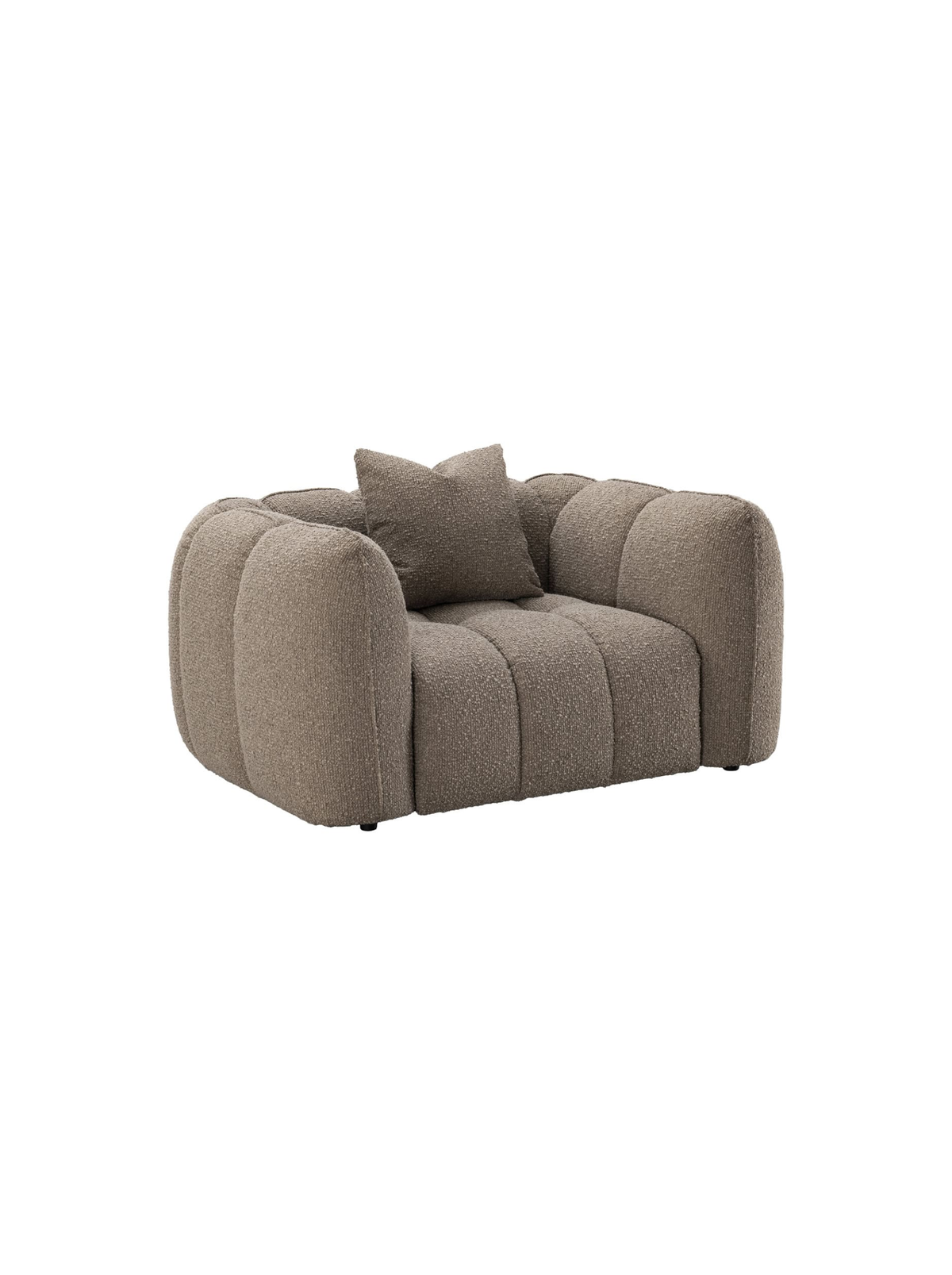 Fauteuil en tissu mocca chunky et bois