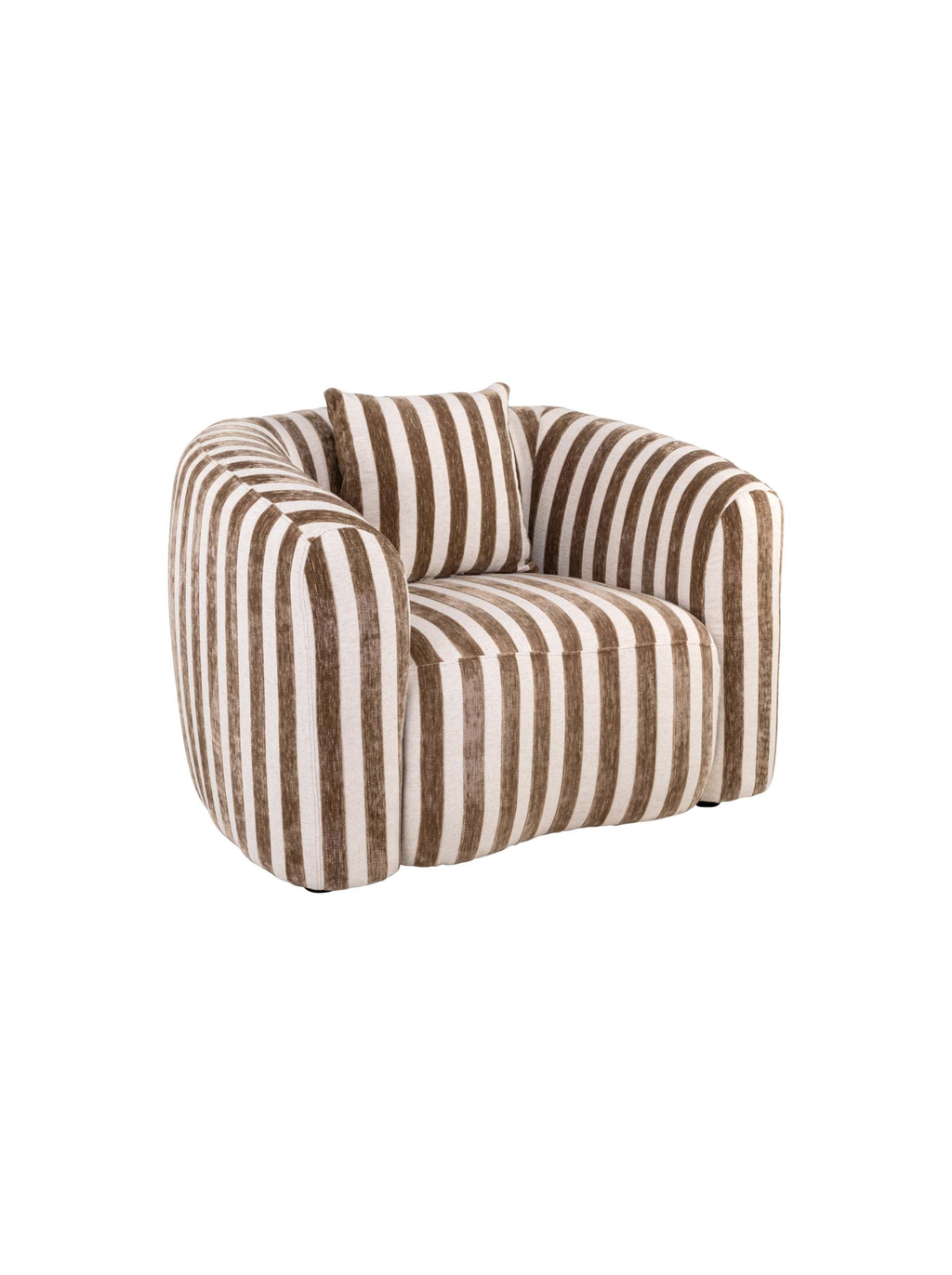 Fauteuil en tissu stripes sand et bois