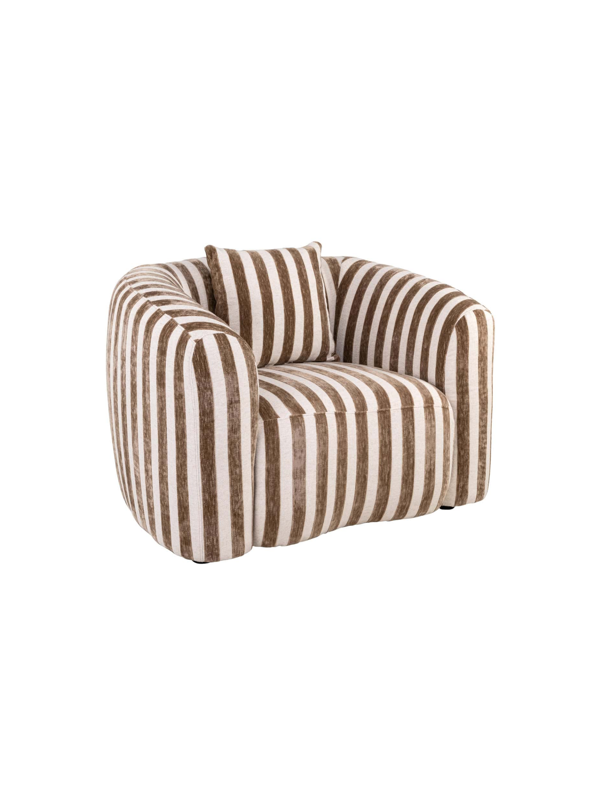 Fauteuil en tissu stripes sand et bois