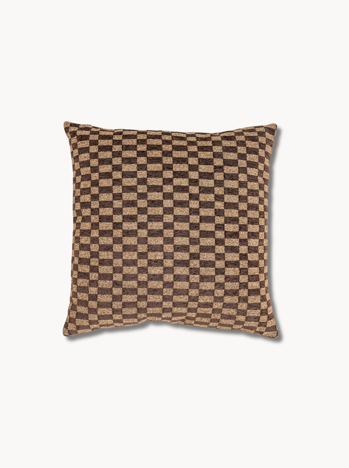 Coussin motif rectiligne marron