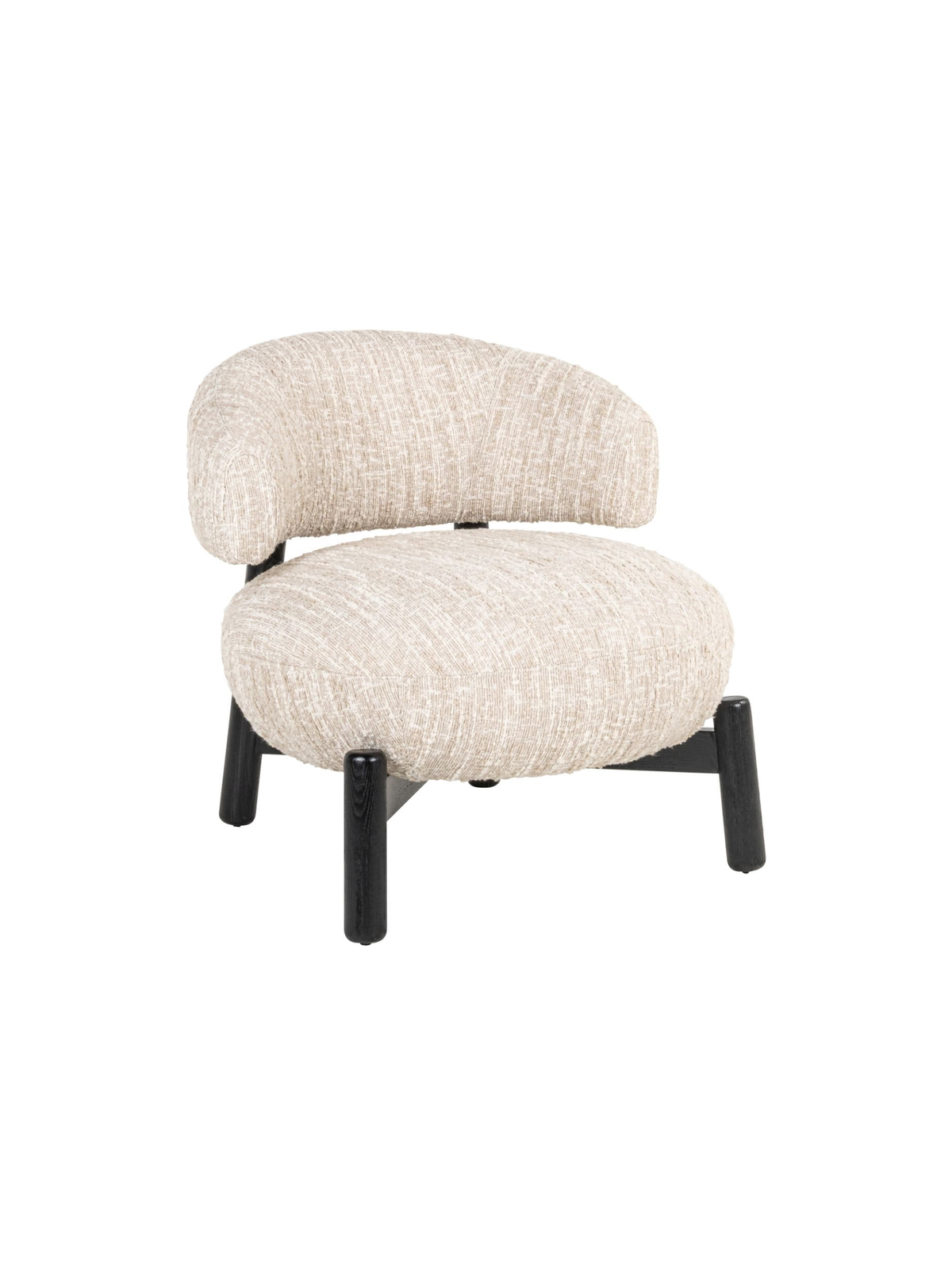 Fauteuil en tissu beige angora et bois