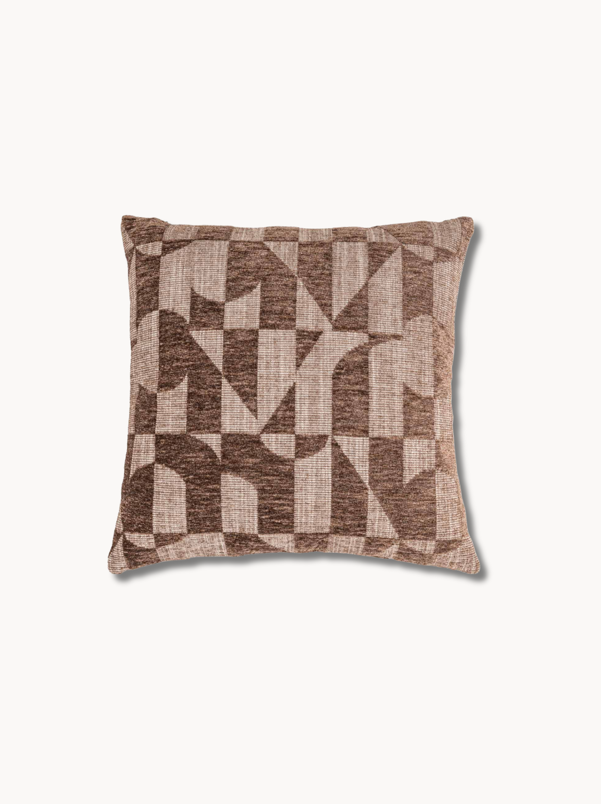 Coussin motif géométrique marron