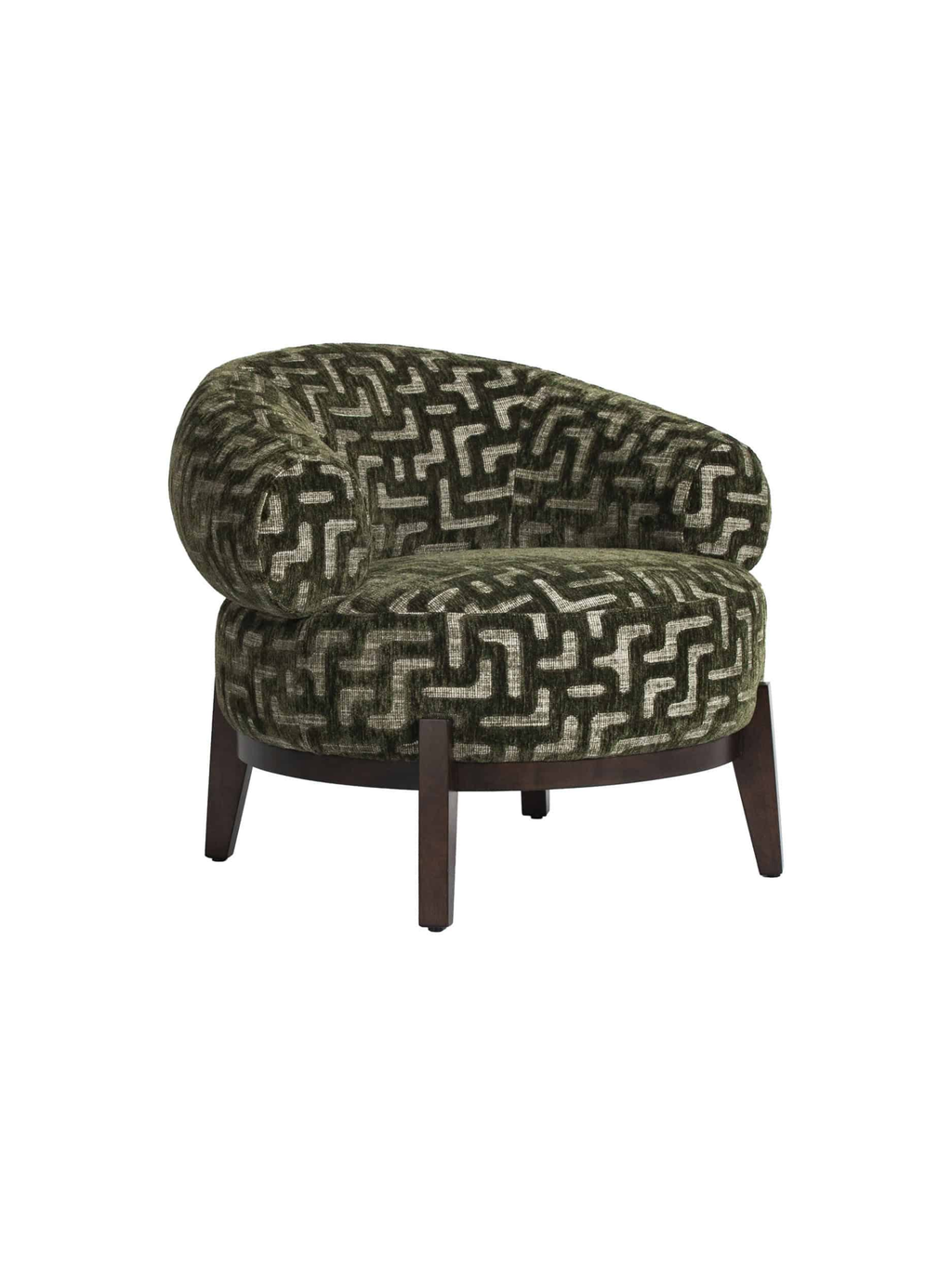 Fauteuil en tissu moss labyrinth et bois