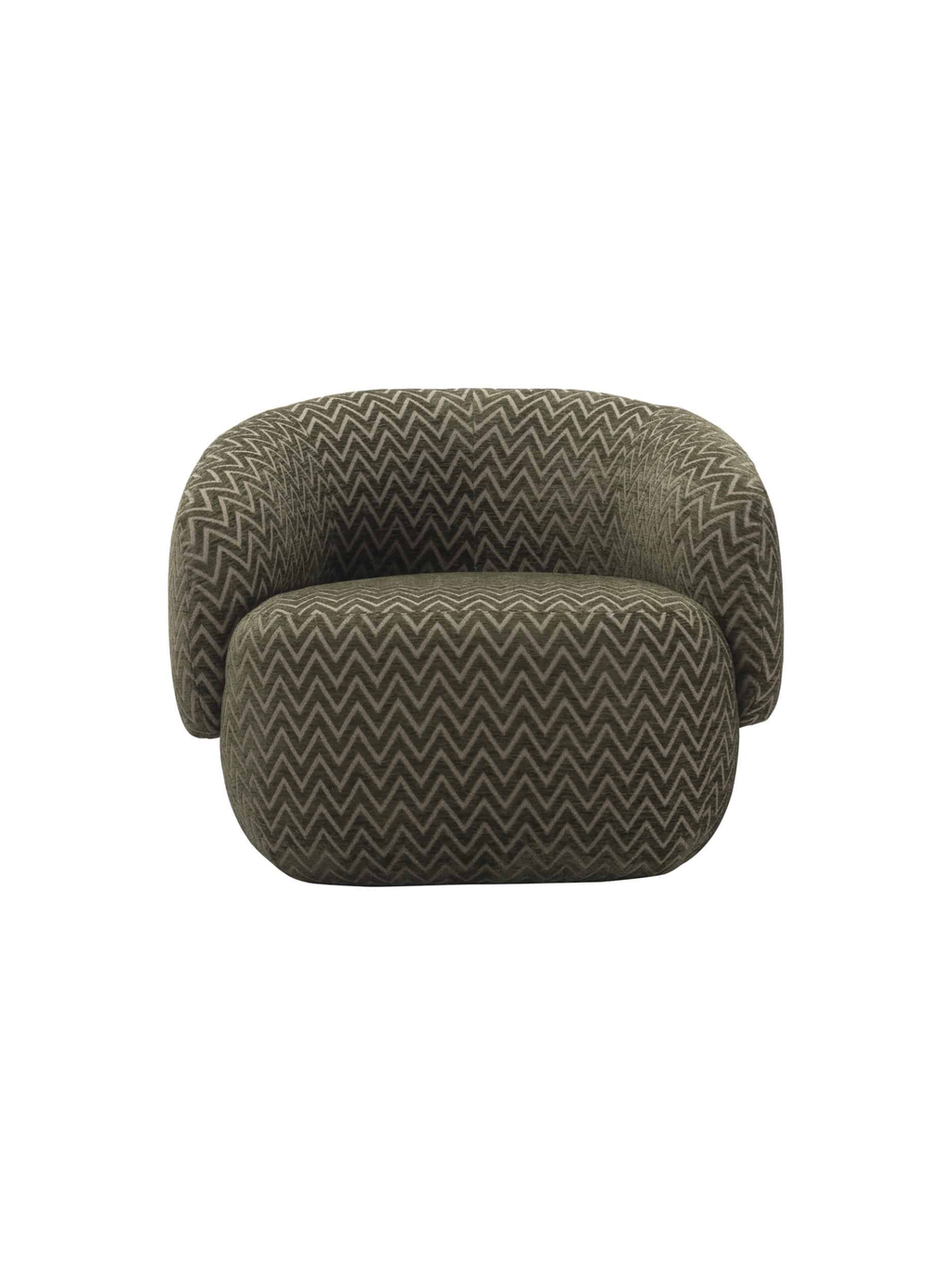 Fauteuil pivotant en tissu moss chevron et bois