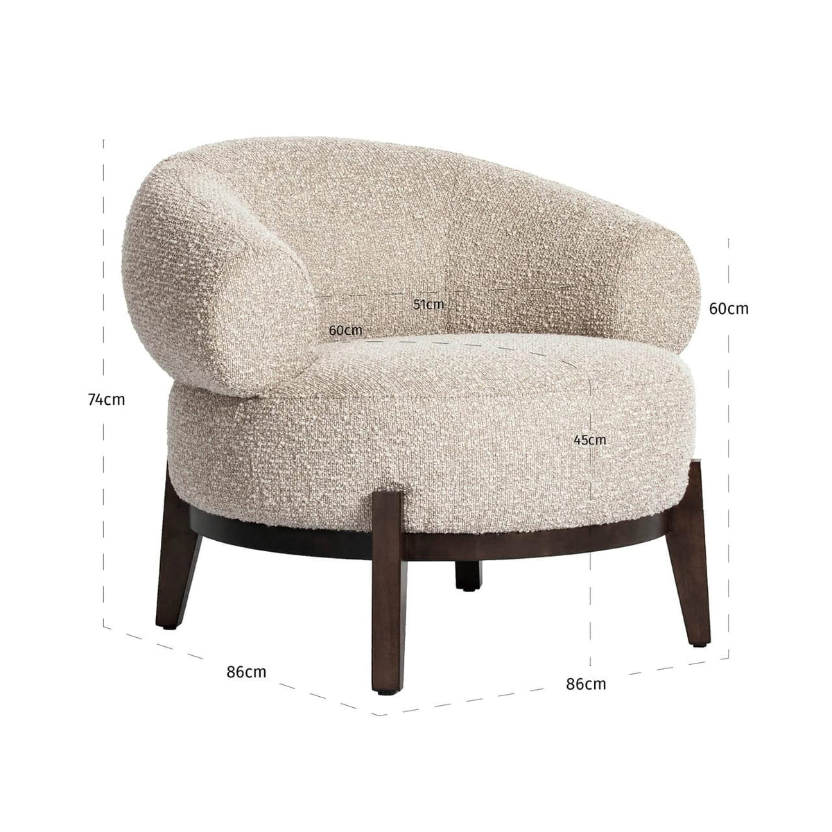 Fauteuil en tissu natural chunky et bois