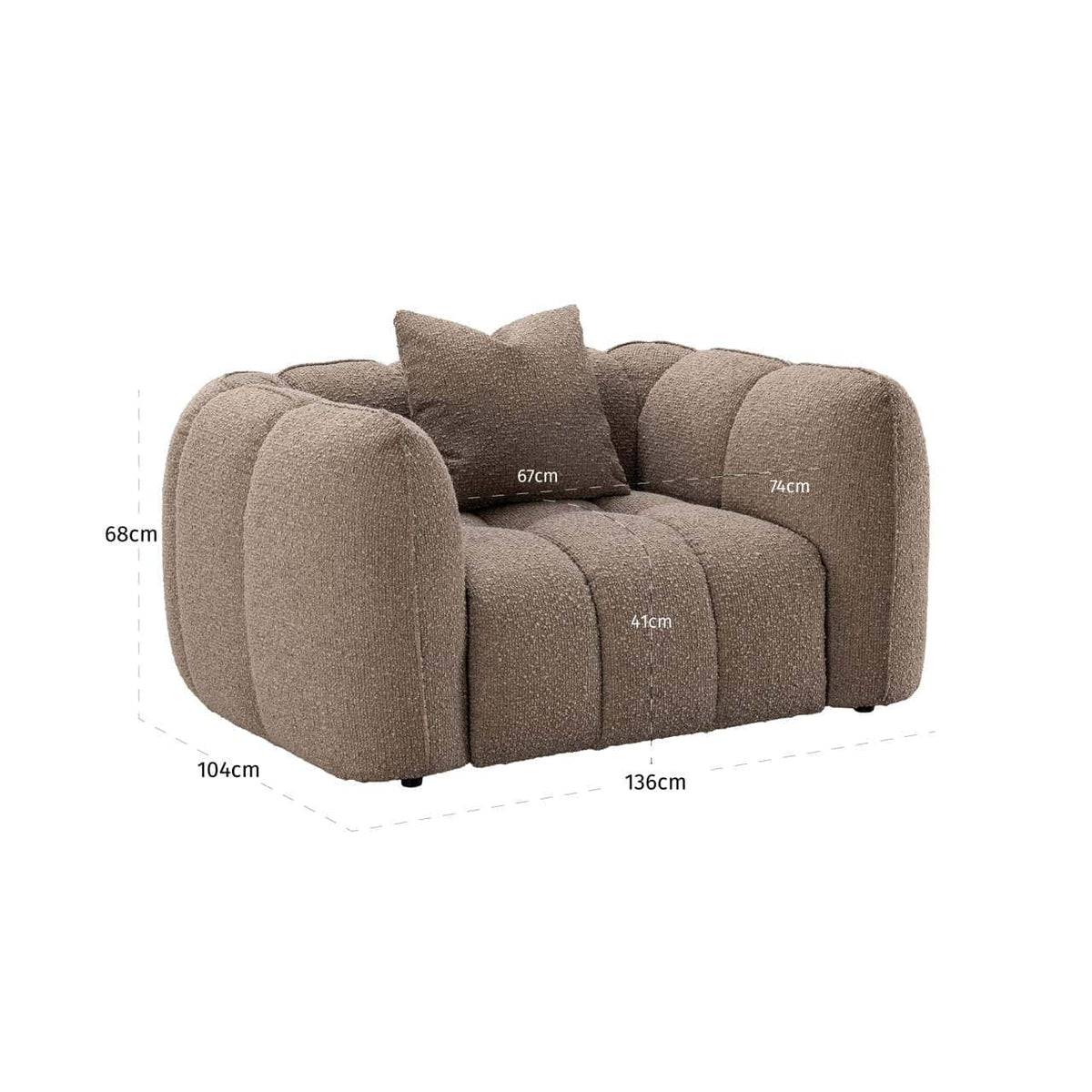 Fauteuil en tissu mocca chunky et bois