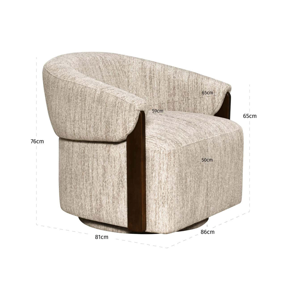 Fauteuil pivotant en tissu natural softweave et bois