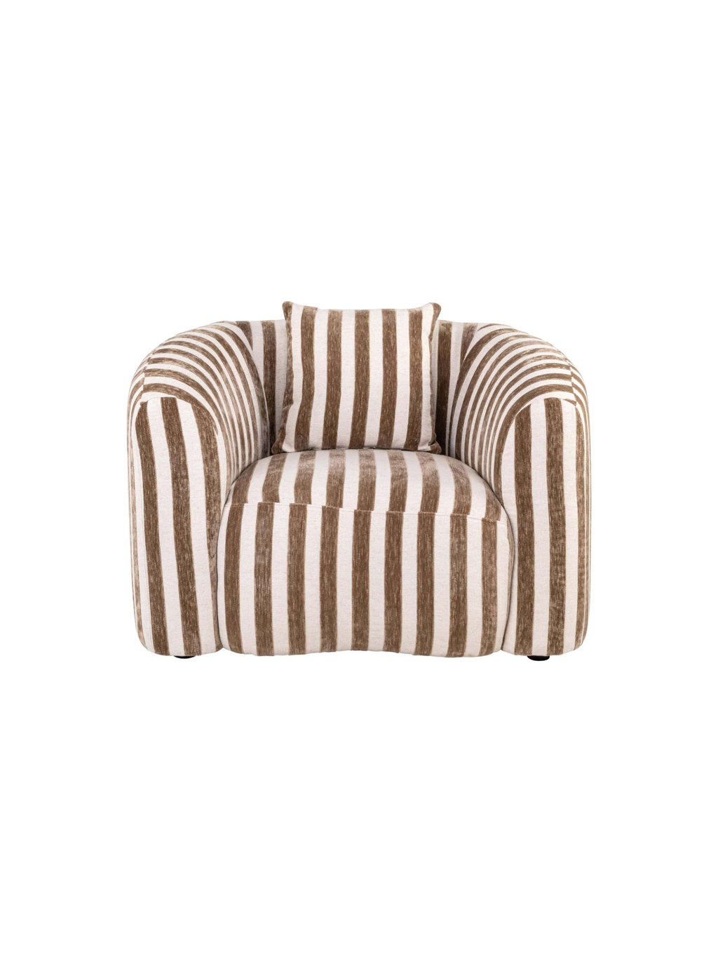 Fauteuil en tissu stripes sand et bois