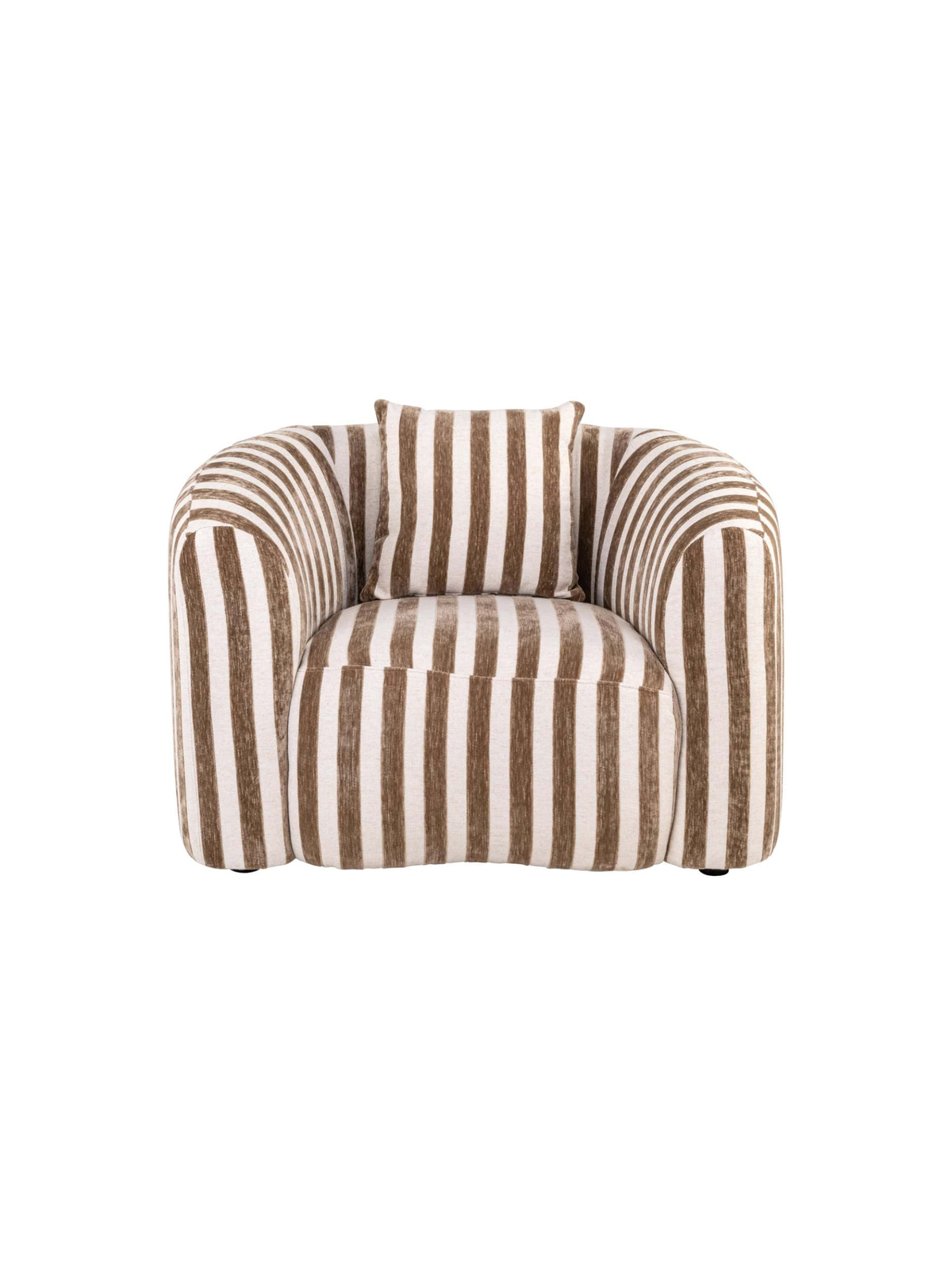 Fauteuil en tissu stripes sand et bois
