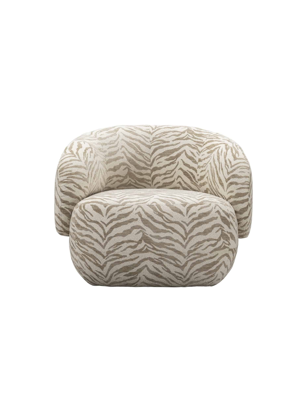 Fauteuil pivotant en tissu beige tiger et bois