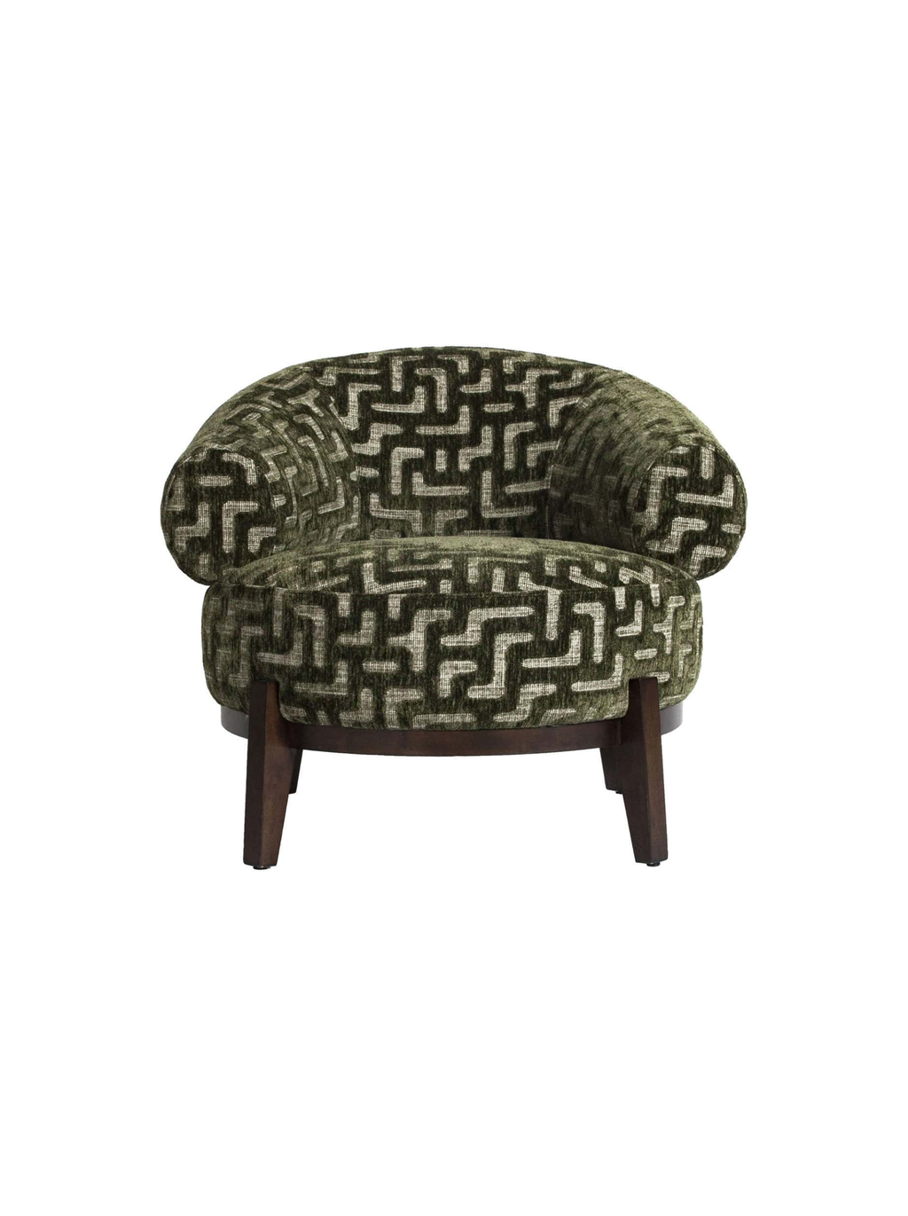Fauteuil en tissu moss labyrinth et bois