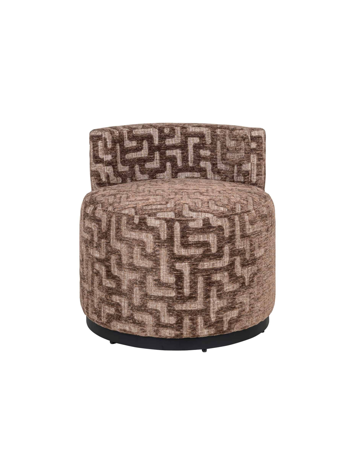 Fauteuil en tissu brown labyrinth et métal