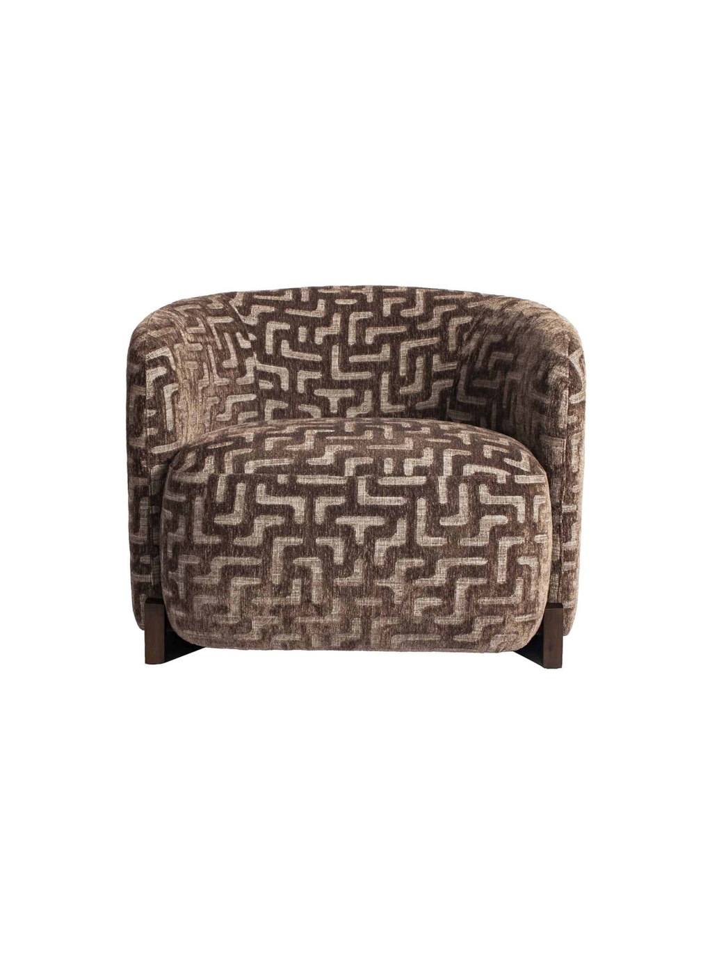 Fauteuil en tissu brown labyrinth et bois