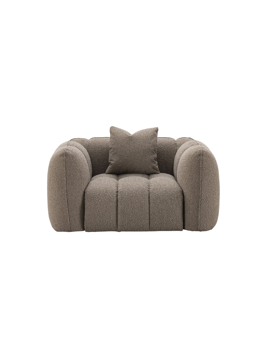Fauteuil en tissu mocca chunky et bois