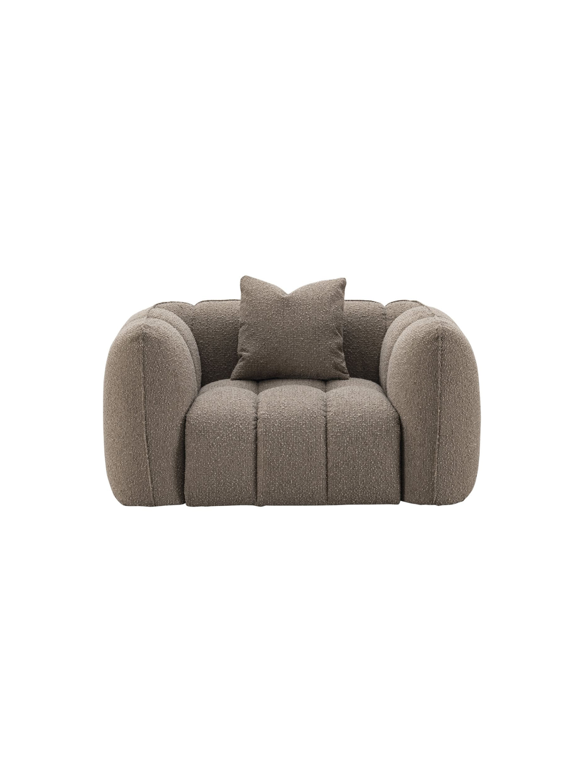 Fauteuil en tissu mocca chunky et bois
