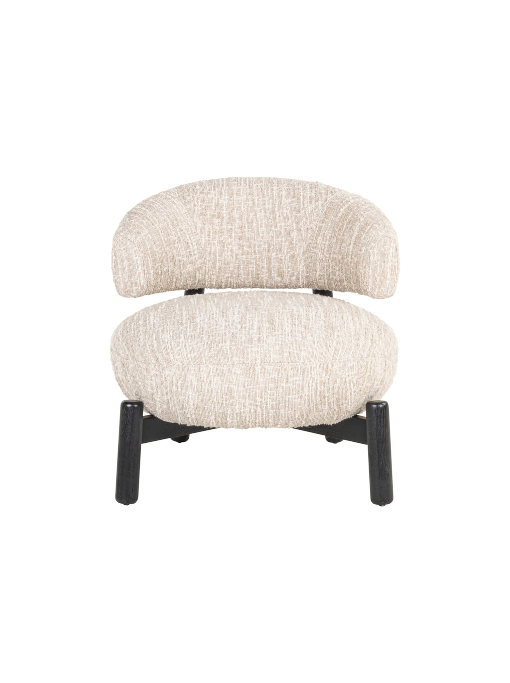 Fauteuil en tissu beige angora et bois