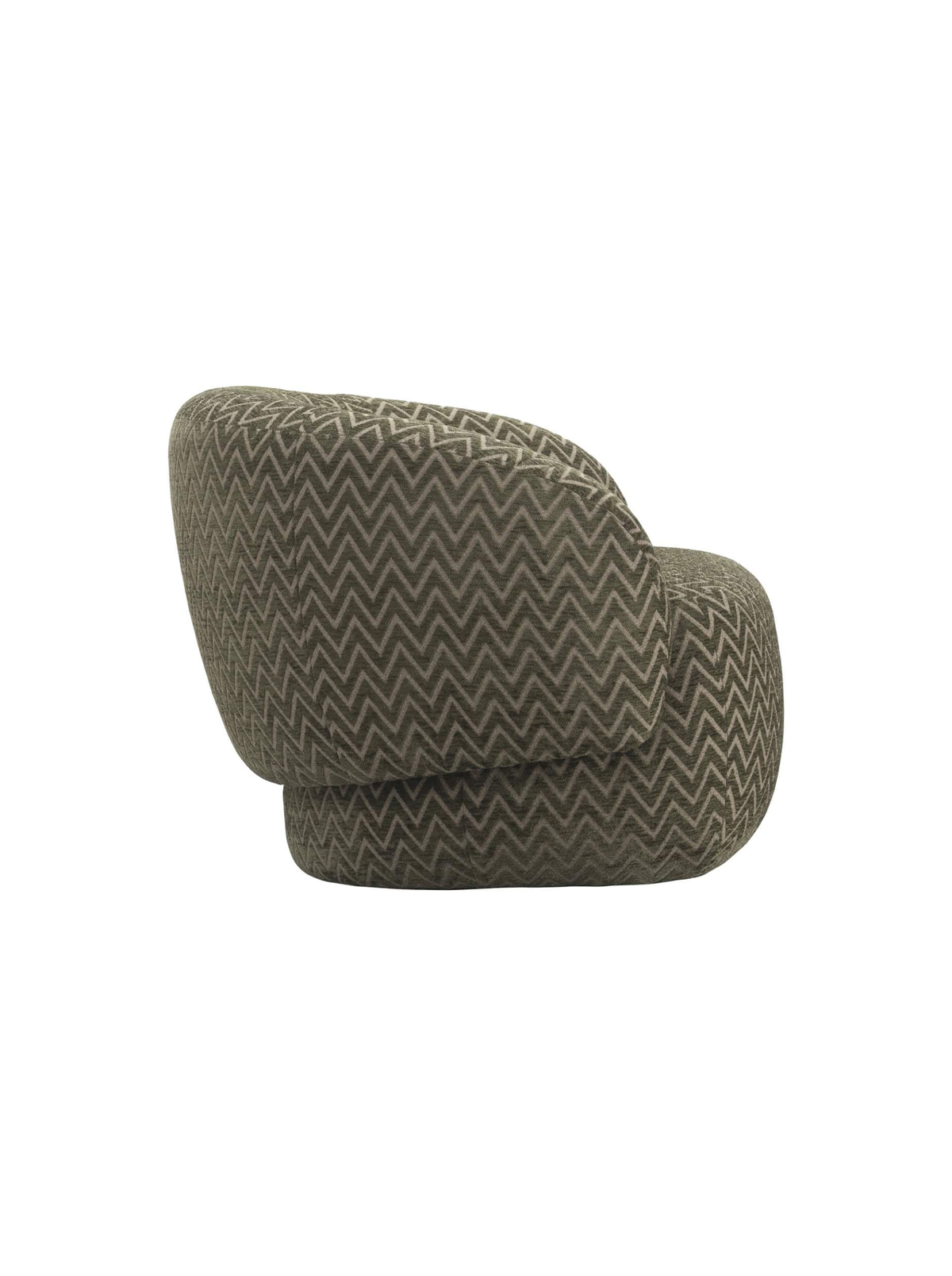 Fauteuil pivotant en tissu moss chevron et bois