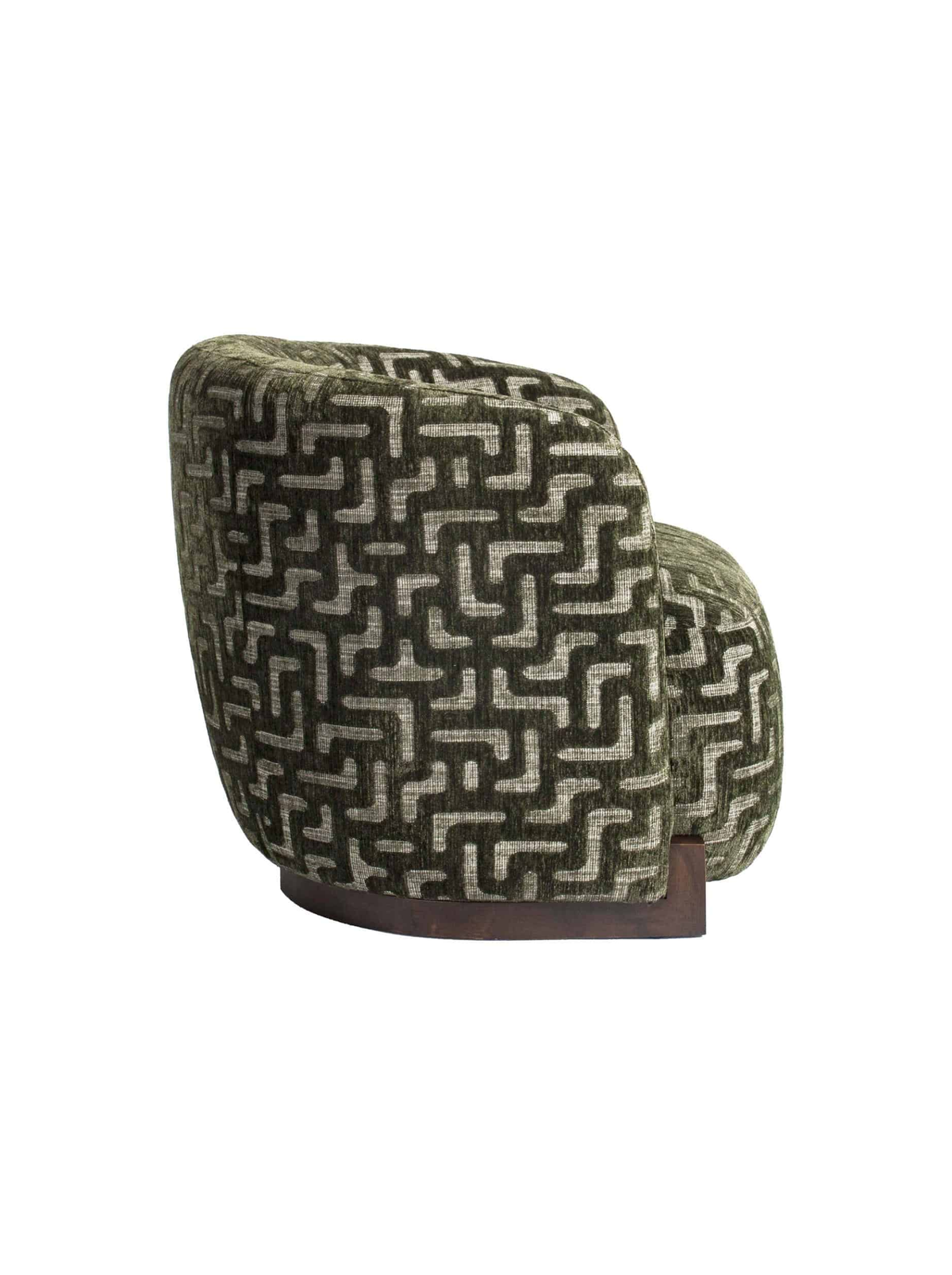 Fauteuil en tissu moss labyrinth et bois