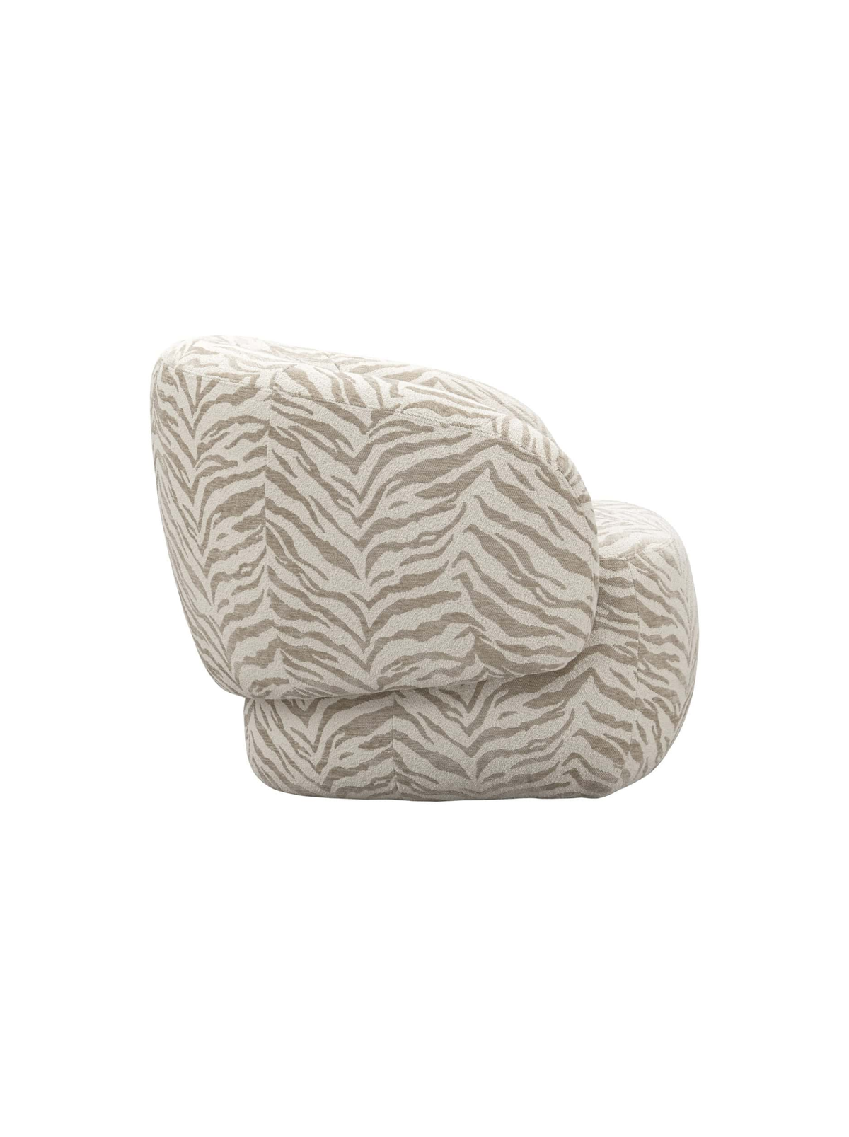 Fauteuil pivotant en tissu beige tiger et bois