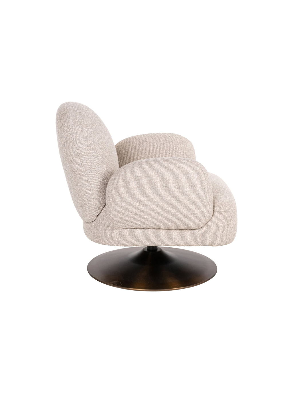 Fauteuil pivotant en tissu biscotti et bois