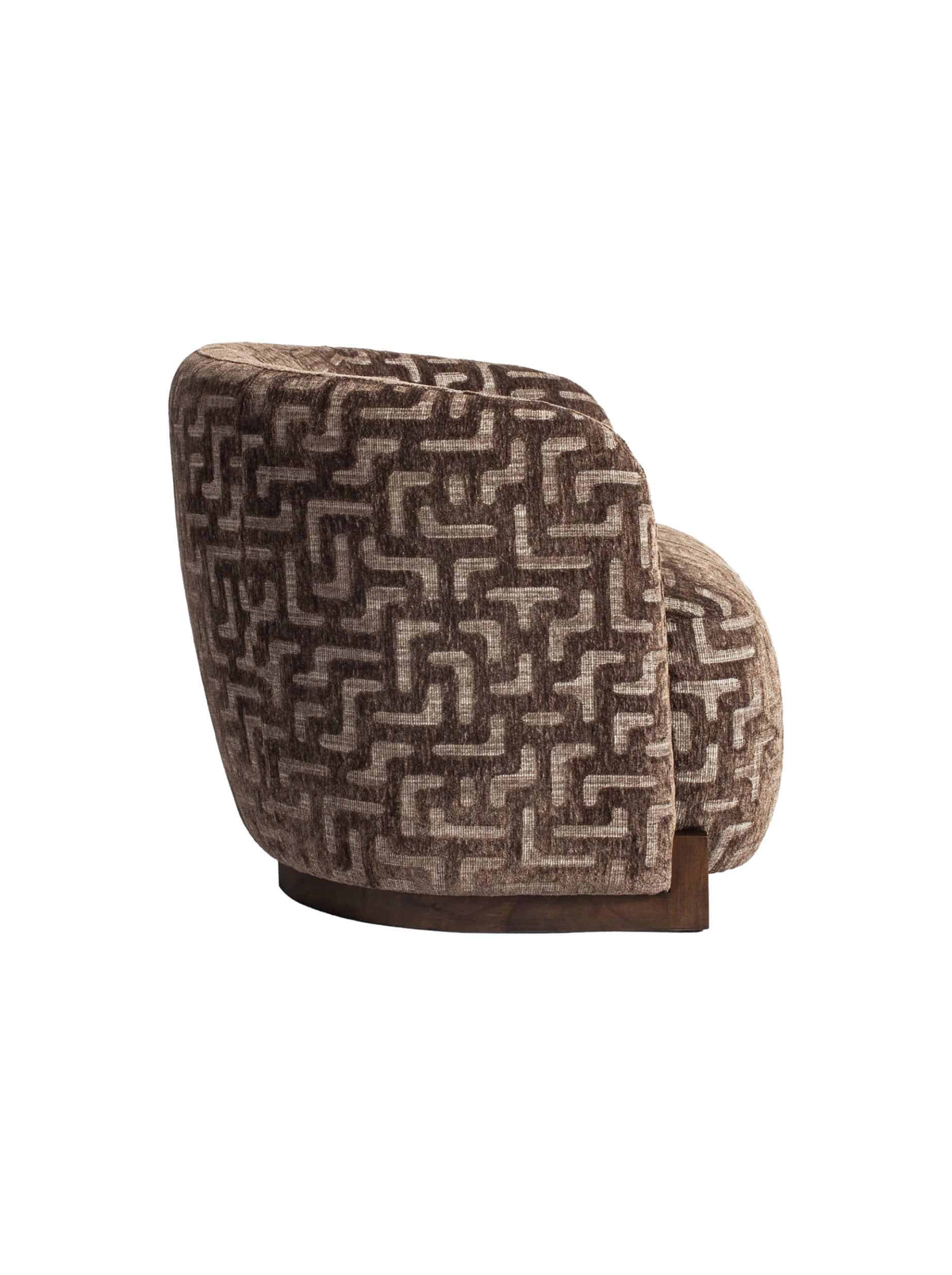 Fauteuil en tissu brown labyrinth et bois