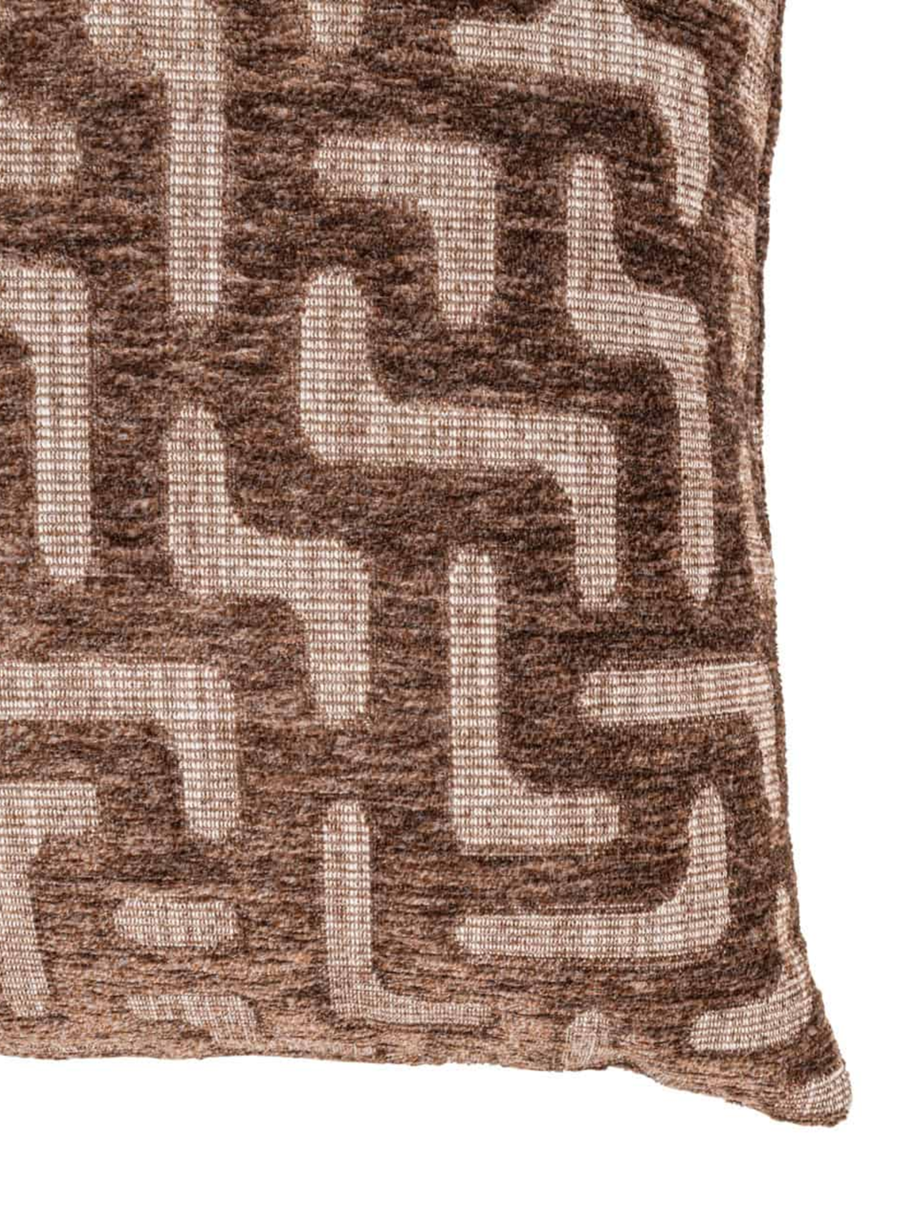 Coussin motif labyrinthe marron
