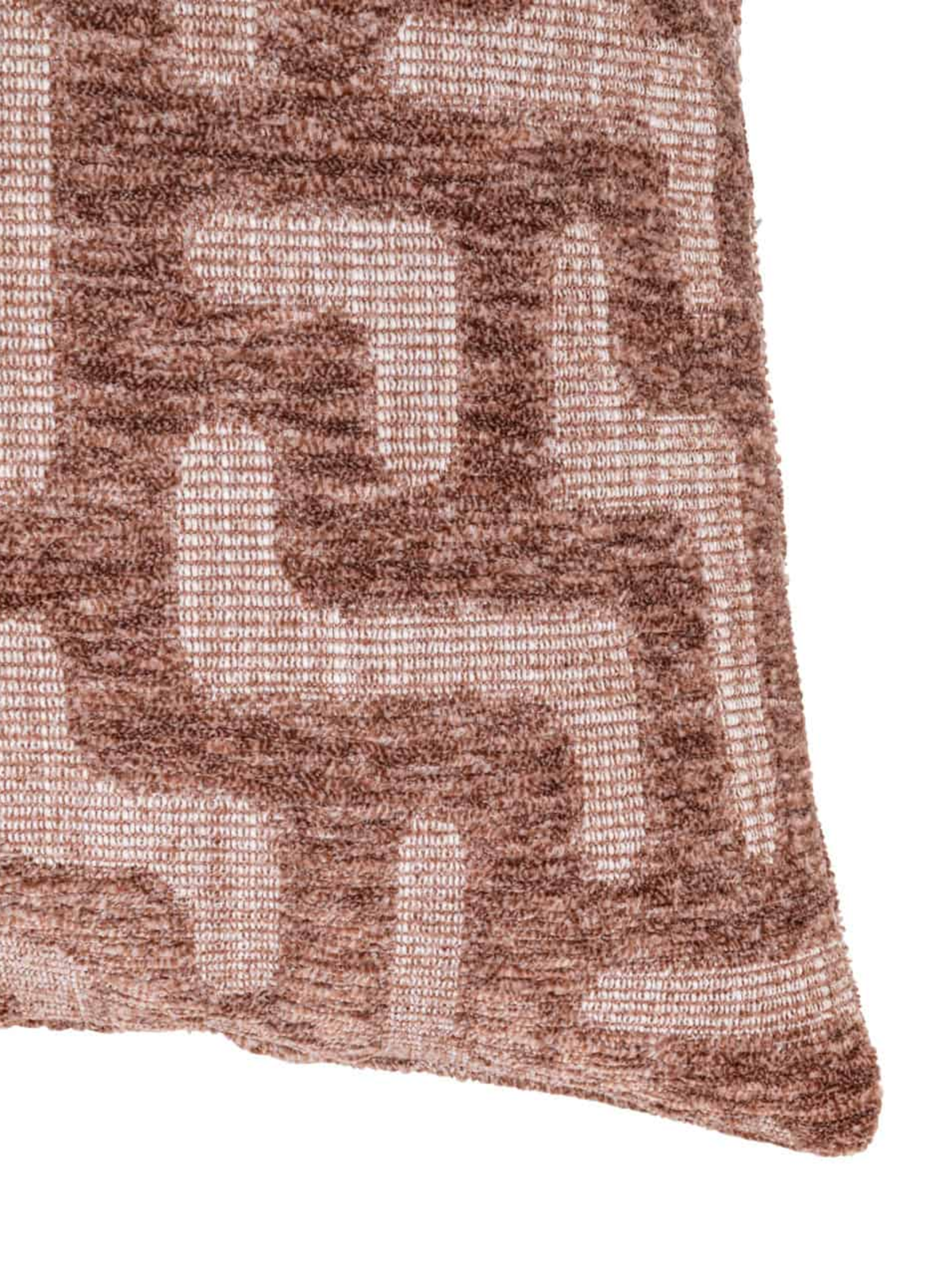 Coussin motif labyrinthe blush