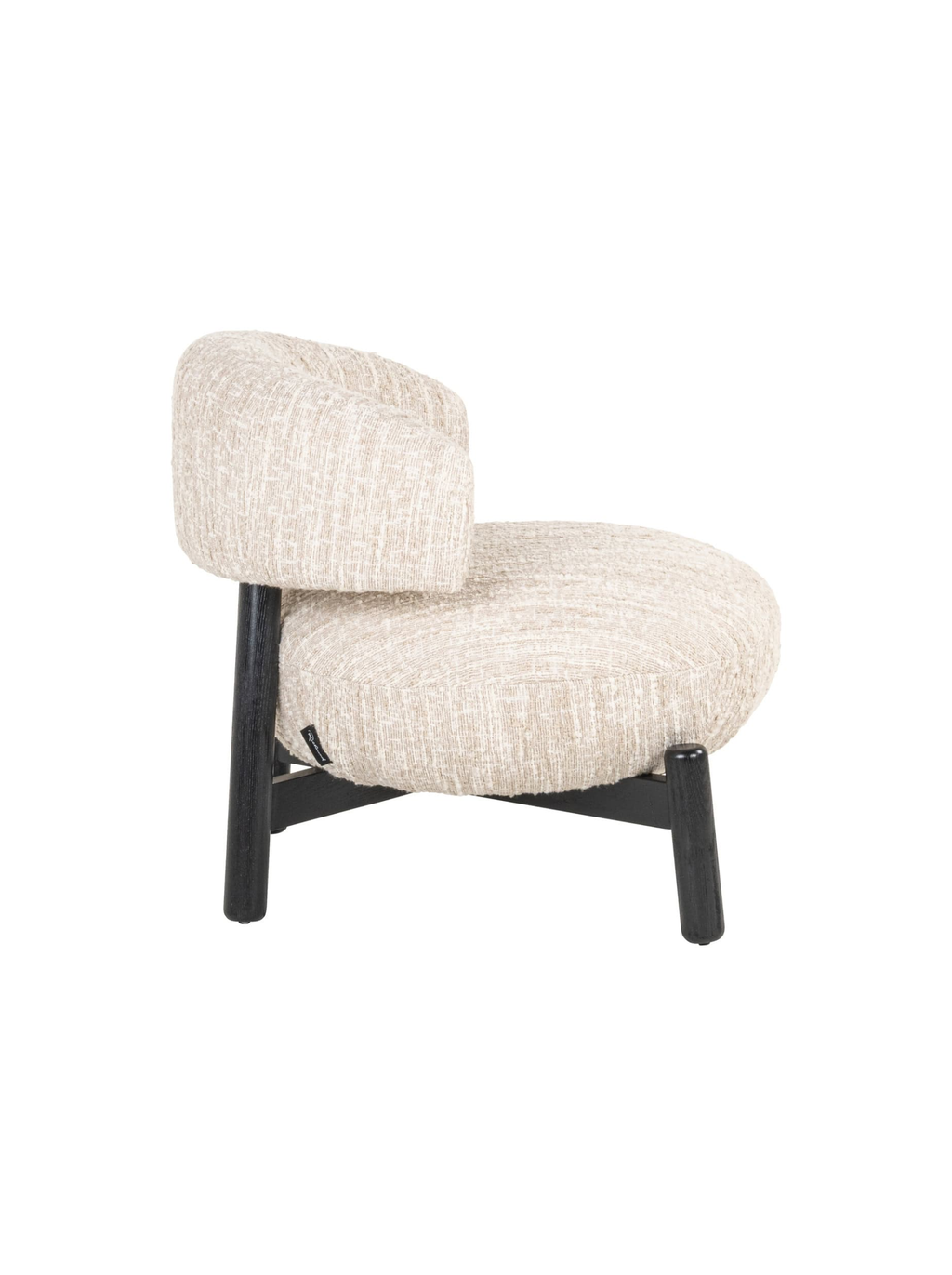 Fauteuil en tissu beige angora et bois