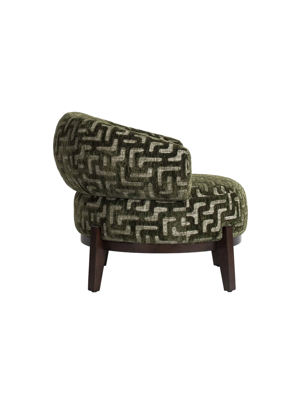 Fauteuil en tissu moss labyrinth et bois