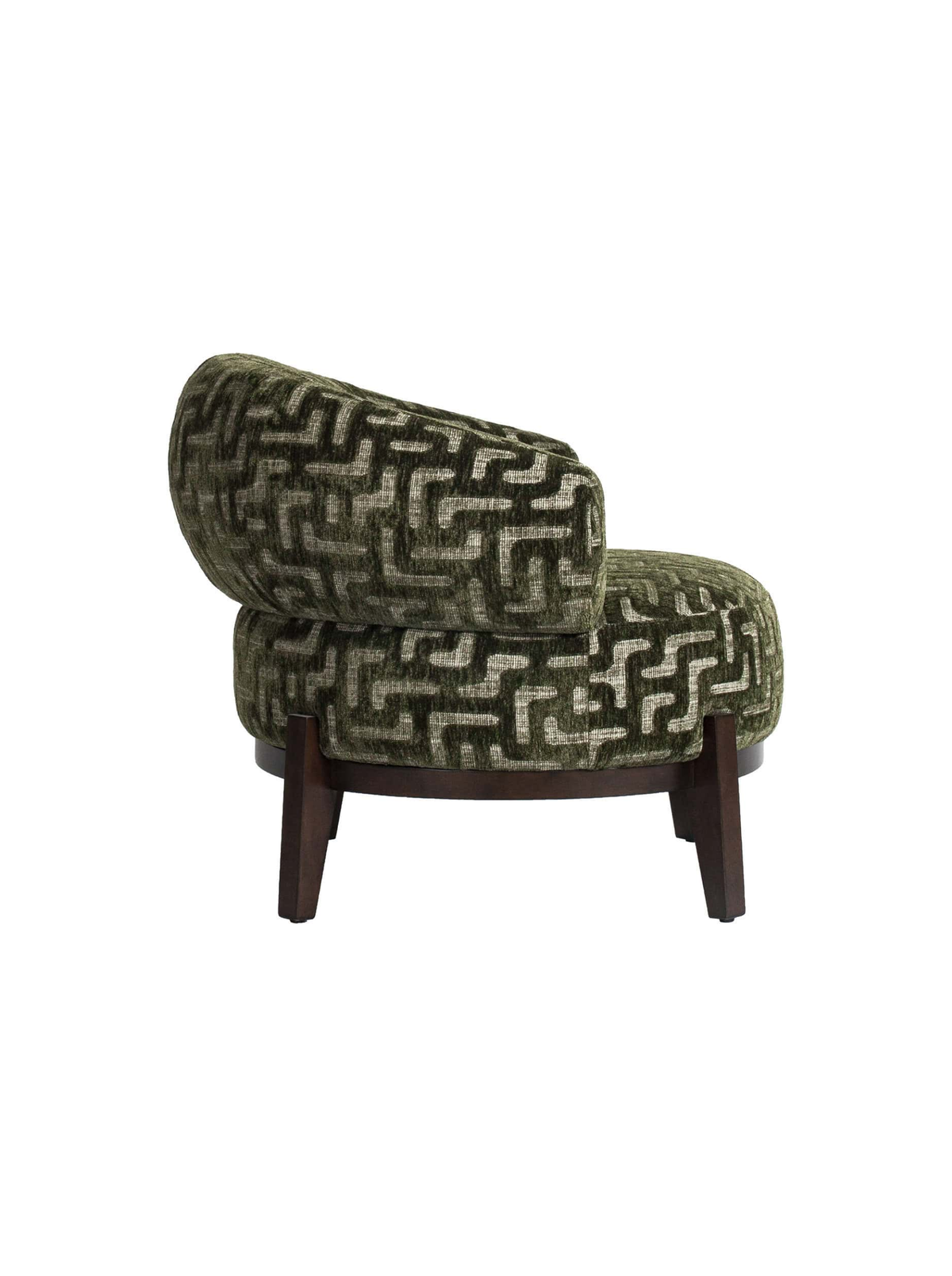 Fauteuil en tissu moss labyrinth et bois