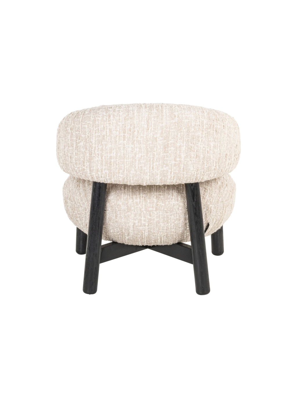 Fauteuil en tissu beige angora et bois