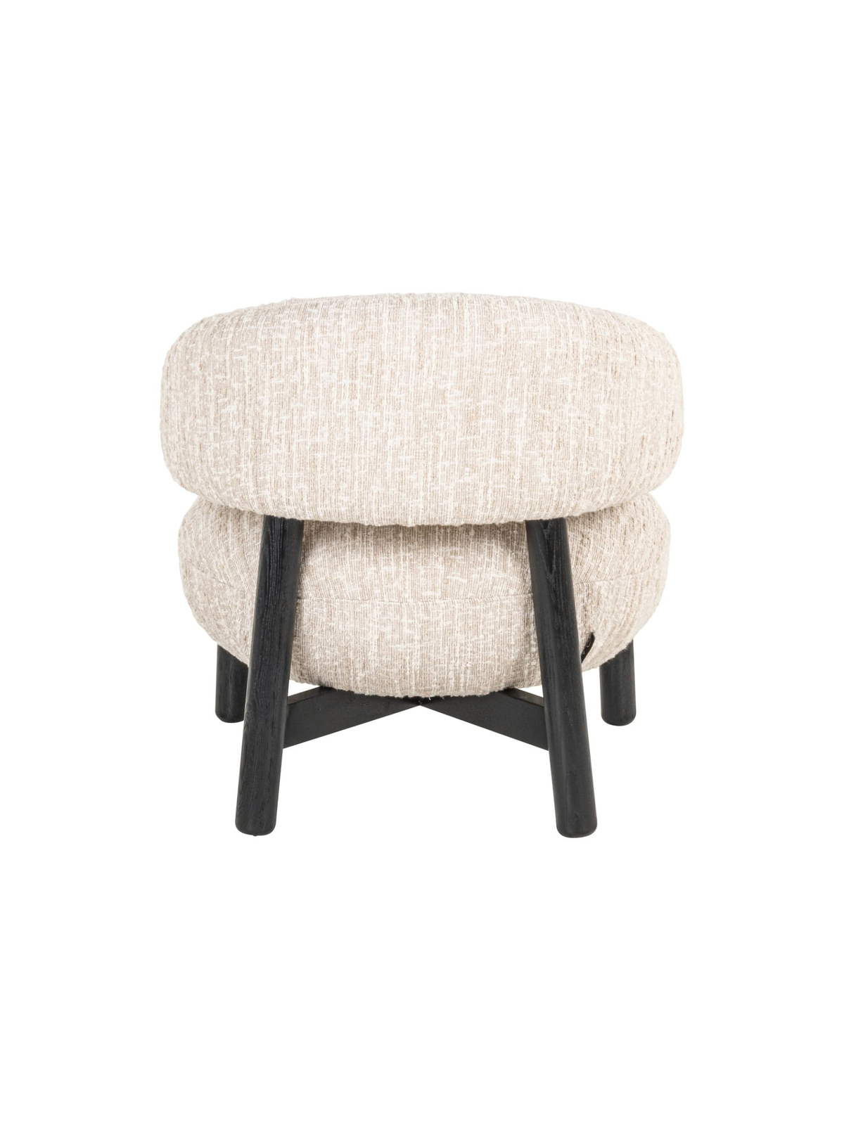 Fauteuil en tissu beige angora et bois