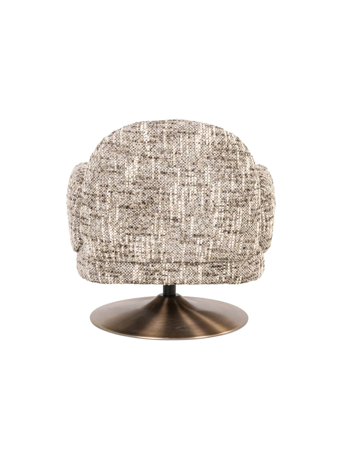 Swivel Armchair in Brown Omara Fabric and Wood