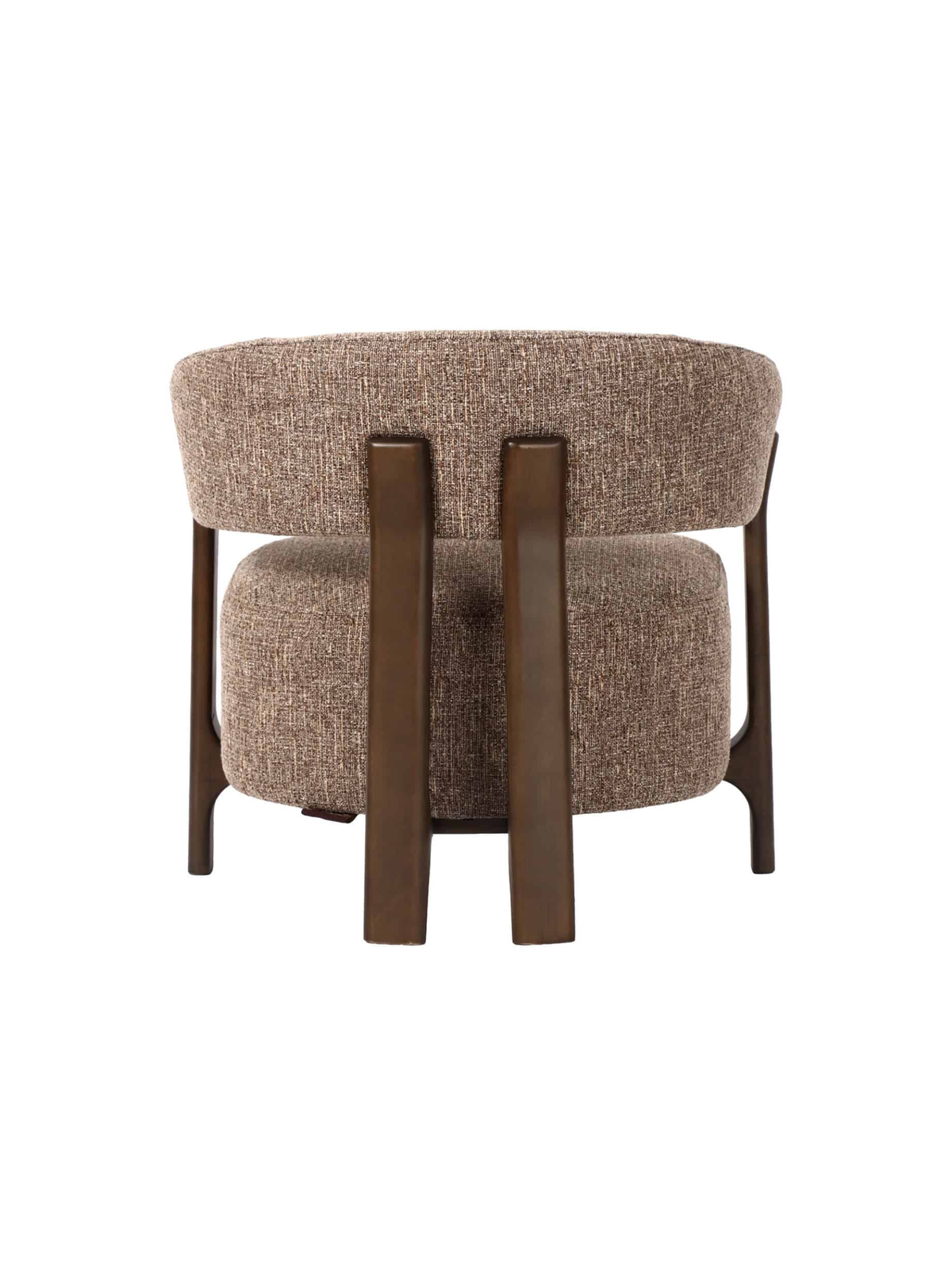 Fauteuil en tissu tweed marron et bois