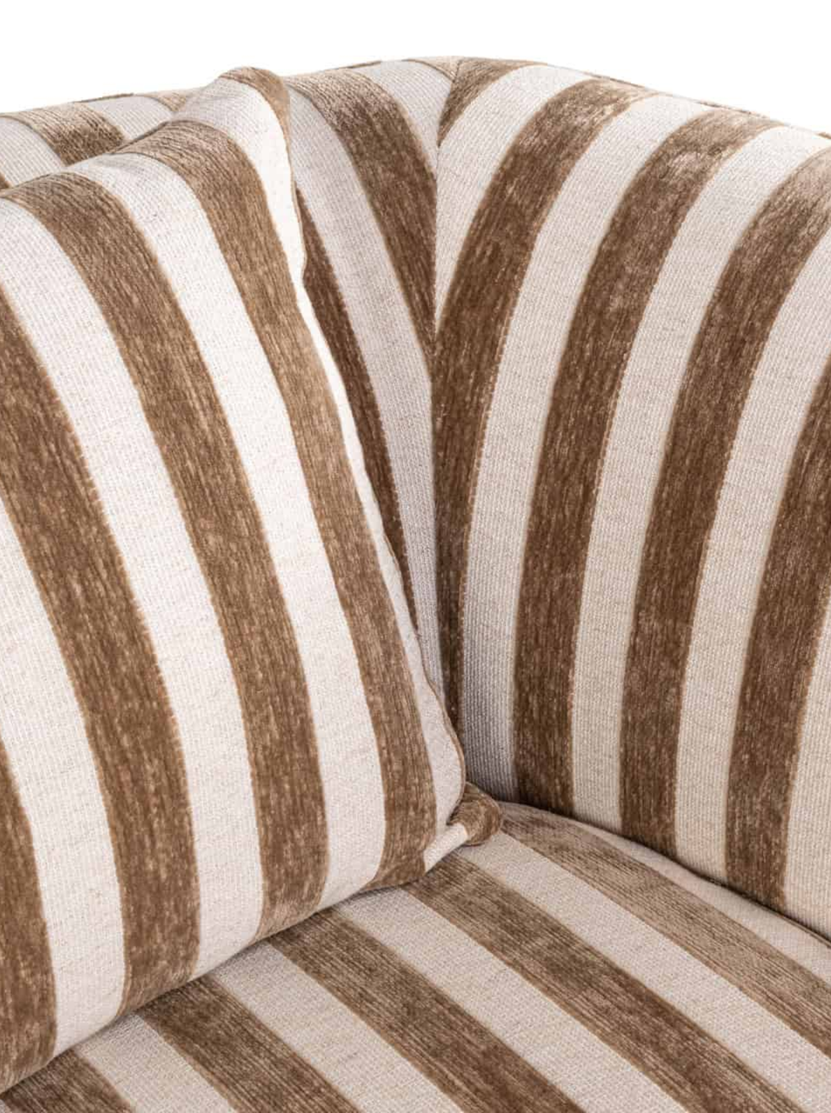 Fauteuil en tissu stripes sand et bois
