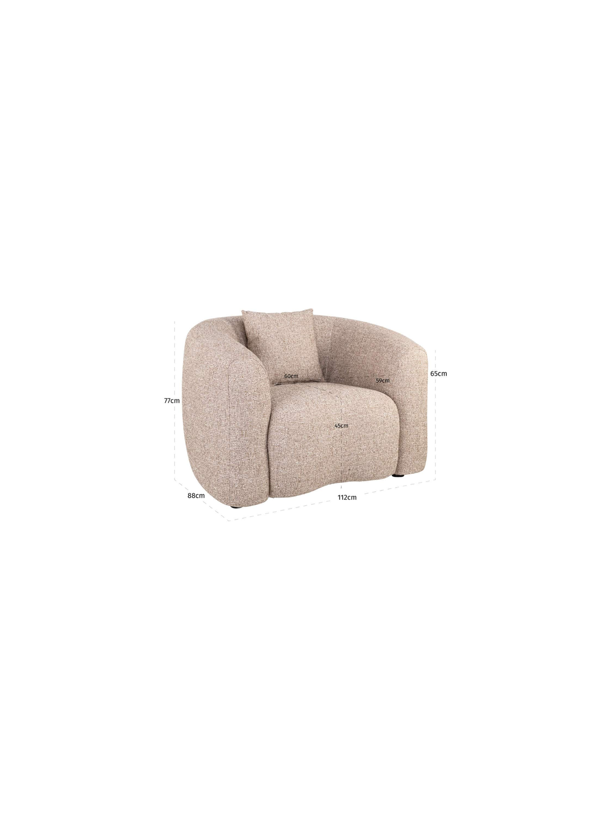 Fauteuil en tissu sand tweed et bois