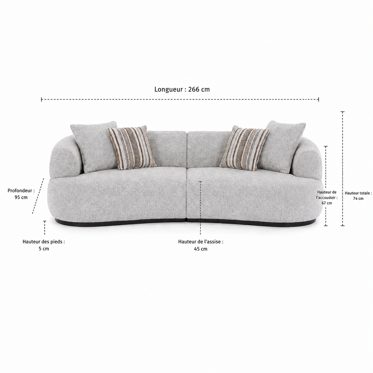Canapé 3 places en tissu gris clair