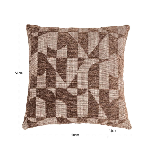 Coussin motif géométrique marron