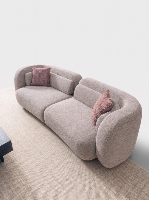 3-Seater Sofa in Taupe Grey Fabric